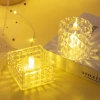 Square crystal candle lamp, LED simulation electronic candle, round candle cup, birthday and wedding atmosphere light, ins night light, candle, aromatherapy candle, glass candle cup, white candle, birthday shining candle details Picture